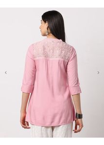 Lace Button Down A-Line Kurti