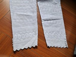 White Fully Embroidered Cotton Pants
