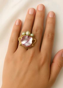 Mother Of Pearl Gemstone Statement Ring