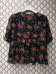 New With Tag Cute Floral Korean Empire Top