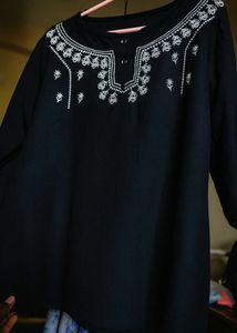 Embroidered Black Short Kurti/top❤