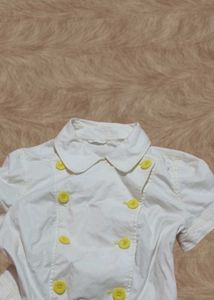 Jack &amp; Jill Vintage White Dress w/ Yellow Buttons