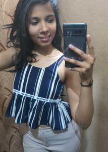 Chic Navy Striped Peplum Top – For the Modern Muse
