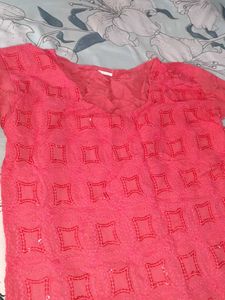 Coral Sequin Kurta
