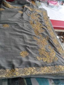 Elegant Embroidered Saree (Issue)