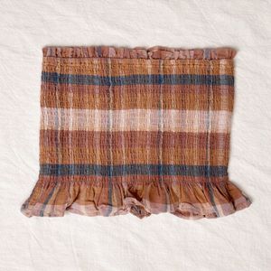 Plaid Tube Top with Buttons