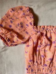 Peach Smocked Floral Dress