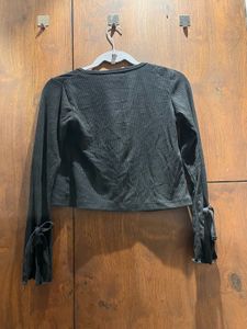 Zudio Black Ribbed Twin Tie-Up Shrug &amp; Tube Top Se