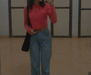 Coral Cropped Long Sleeve Top