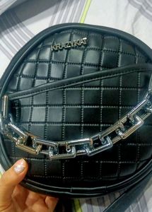 Black Leather Sling Bag
