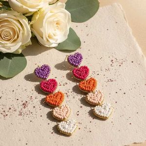 Heart Beaded Dangle Earrings💚