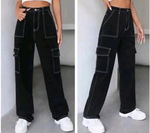 Cargo Baggy Denim Jeans ( Black )