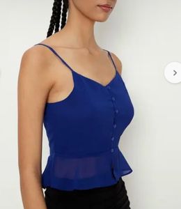 Blue Button-Down Cami Top