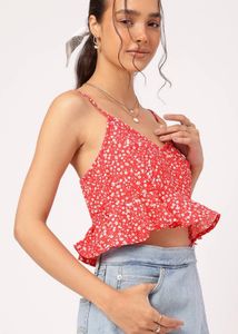 Cute Red Floral Umbrella Top