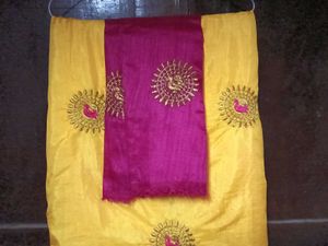 Brand New Embroidery Poly Silk Saree With Blouse