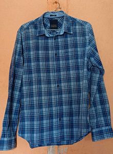 Blue Checked Casual Shirt From Indian Terrain