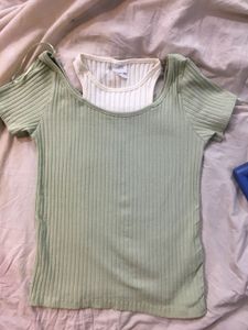 Cute Green Ribbed Top