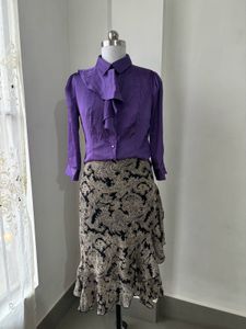 Purple Ruffle Blouse & Paisley Skirt