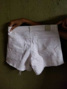 White Distressed Denim Shorts