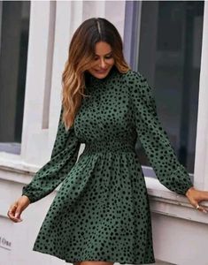 Green Dotted Mini Dress