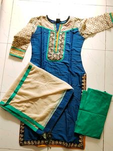 Offer!!! Blue Cotton Silk Dress