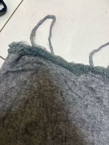 Gray Lace Trim Tank Top