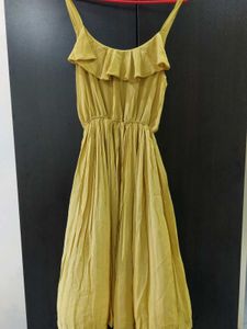 Ruffled Sun Dress - Mustard Yellow