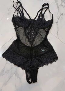 Black Lace Lingerie Bodysuit..size S