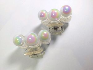 2 Pcs Pearl Hair Claw Clip Rainbow Design For Girl