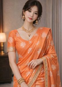 Elegant peach Floral Saree