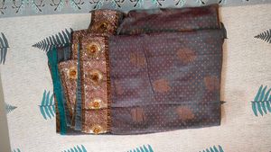 dhoopchav colour saree with sequence border