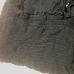 Black Shirred Top