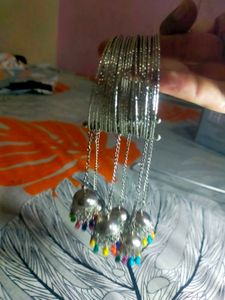 Stylish Silver Bangles (2 Designs)+Matching Jhumke