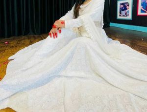 Beautiful White Chickenkari Lahnga