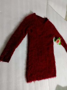 Korean Furr Long Sweater With Free Gift 🎁