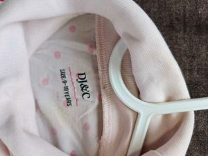Pink Polka Dot High Neck Cotton T-shirt