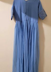 Sky Blue Front Slit Kurta With Pant And Dupatta