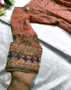 Elegant Peach Embroidered Kurta Set