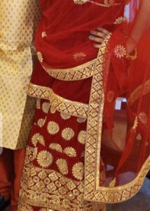 Maroon &amp; Gold Embroidered Salwar Kameez