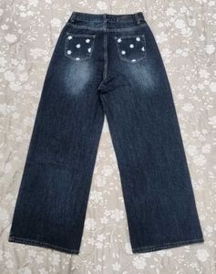 Floral Embroidered Wide Leg Jeans