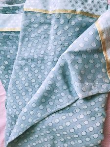 Brand New Beautiful Saree With Silver Border