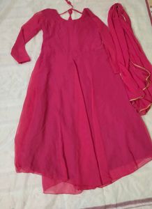Rani Pink Frock With Dupatta