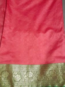 Beautiful Pink ND Green Pattu Sare With Blouse