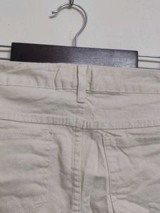 Beige Denim Mini Skirt