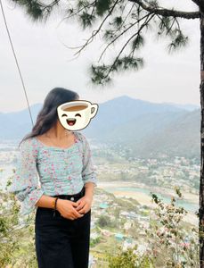 Pastel Blue Floral Ruched Top