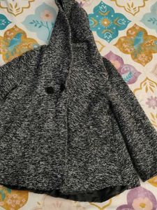 Hooded Gray Tweed Coat