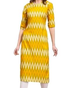 Yellow Zig-Zag Print Kurti