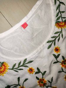 White Floral Embroidered Dress
