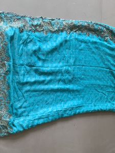 Lovely Blue sari with overall Badla