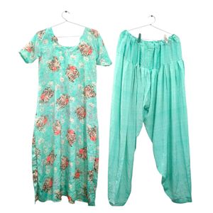 Floral Print Silk Salwar Suit